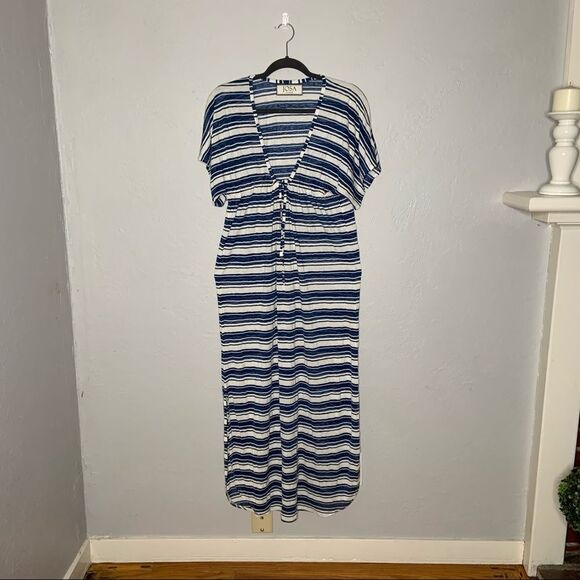 Joss Tulum Striped Blue and White Cover up Dress - Picture 2 of 12